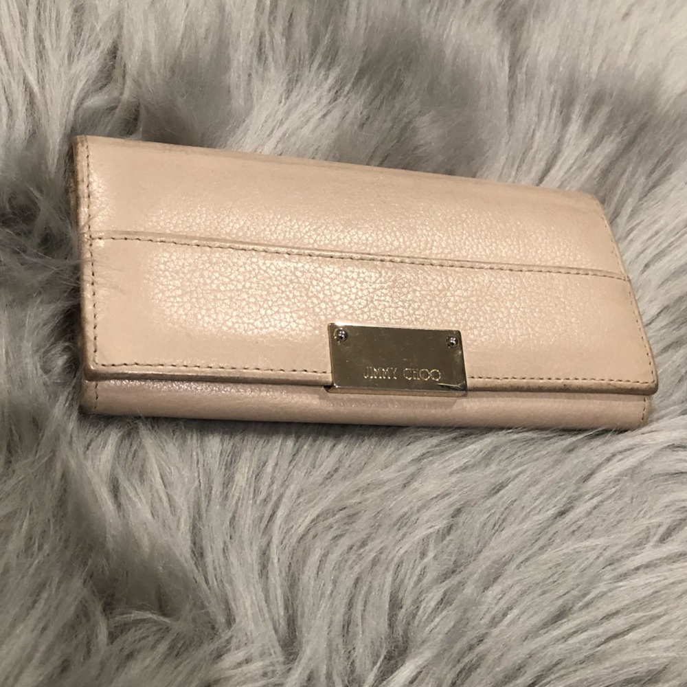 Jimmy Choo Cream Long Wallet, Silver Hardware -